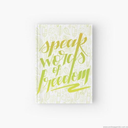 Speak words of freedom-green-notebook-hardcover