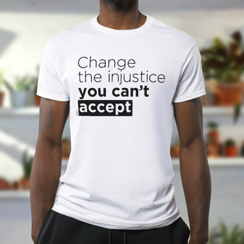 change the injustice you cant accept Andrea Garrido V tshirt man Lettering for peace